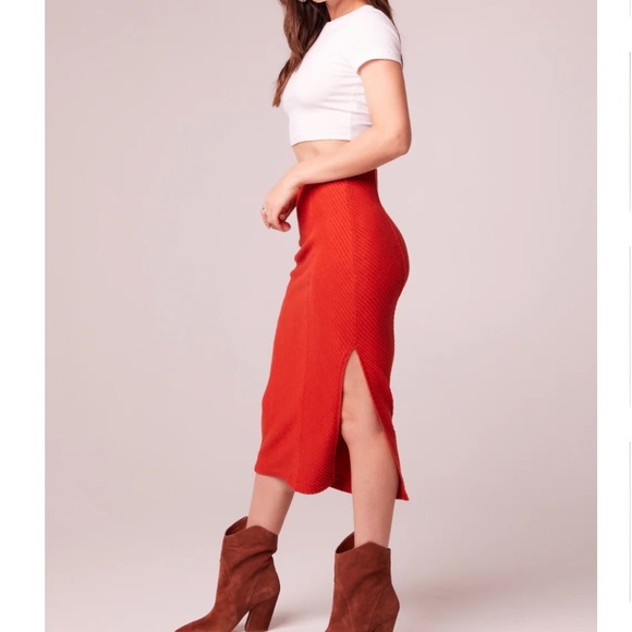 🆕 Band of the free, Renee Rust Ribbed Pencil Skirt, Size L - Picture 2 of 5